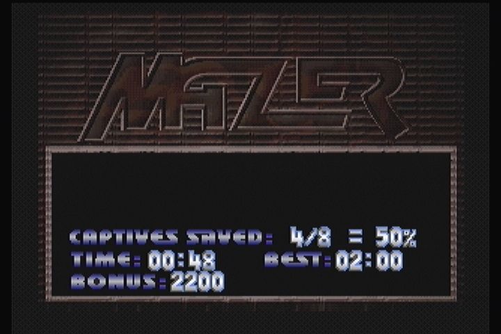 Mazer (3DO) screenshot: End of level stats.