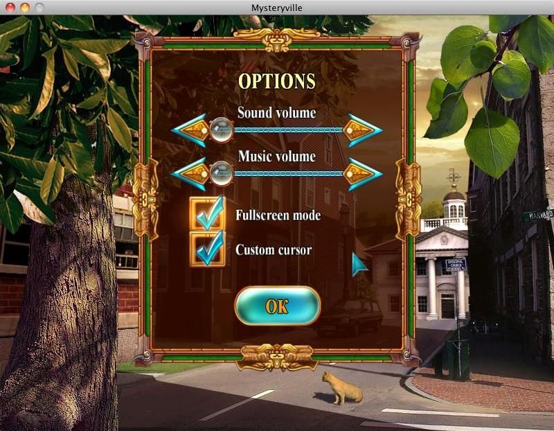 Mysteryville (Macintosh) screenshot: Options - default windowed switching to fullscreen
