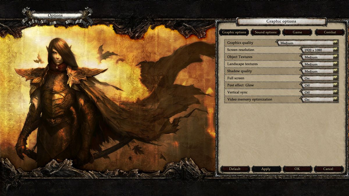 Disciples III: Renaissance (Windows) screenshot: Options menu.