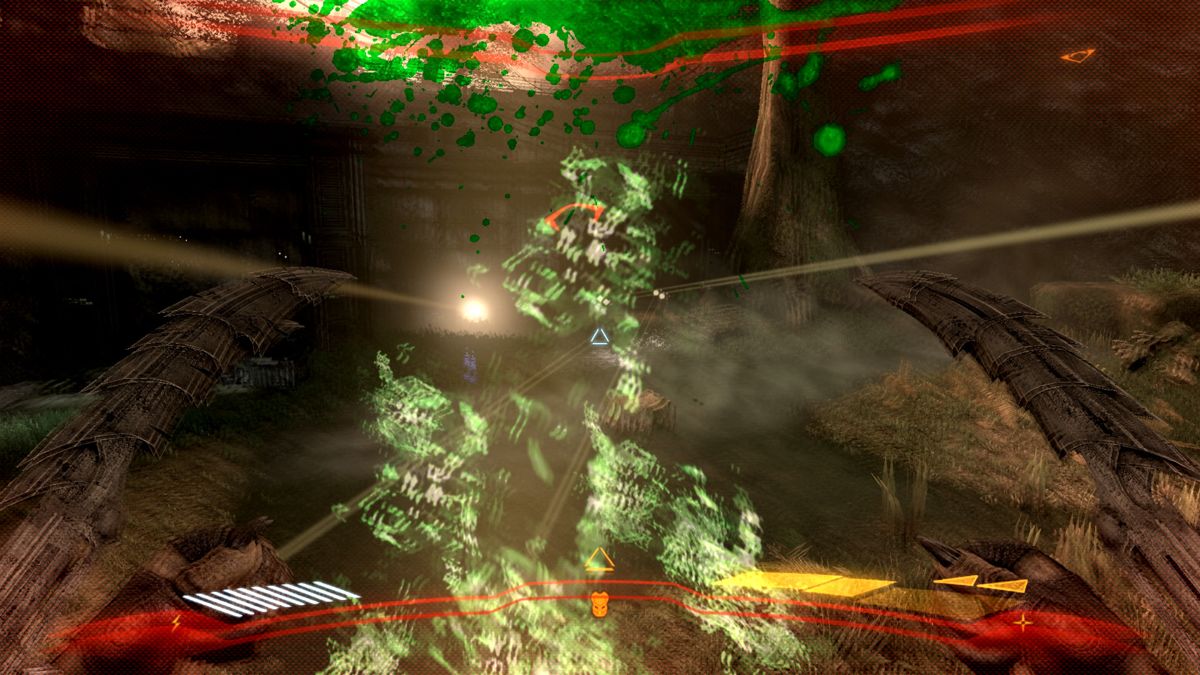 Aliens vs Predator (Windows) screenshot: Getting my ass kicked against sentry guns and marines.