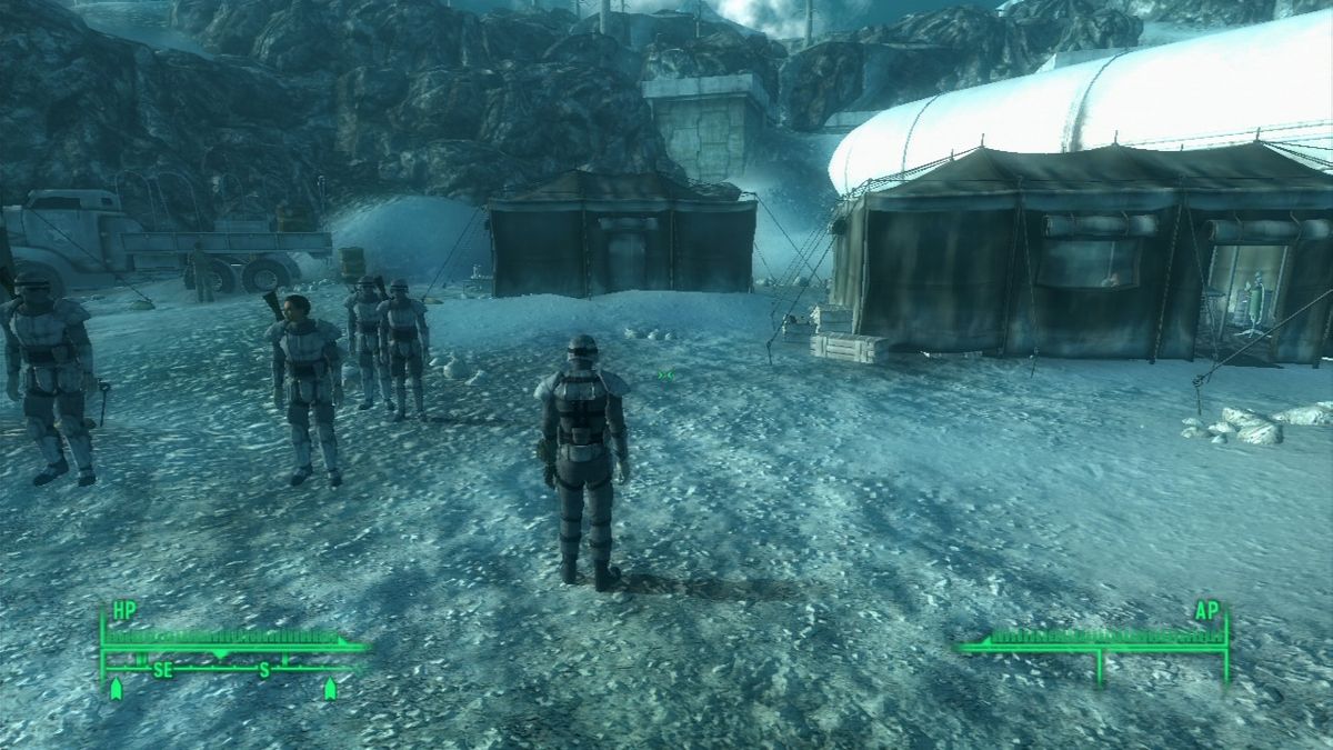 Fallout 3: Operation: Anchorage (PlayStation 3) screenshot: A view from the 3rd-person perspective.