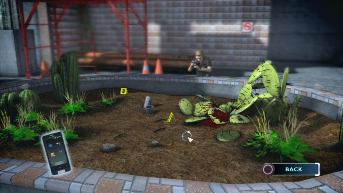 CSI: Crime Scene Investigation - Fatal Conspiracy (PlayStation 3) screenshot: As you process the crime scene, you carefully mark the clues.