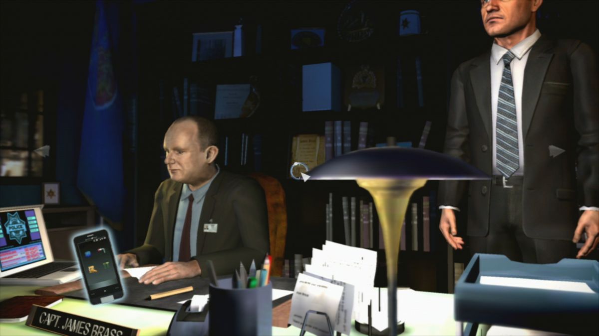 CSI: Crime Scene Investigation - Fatal Conspiracy (PlayStation 3) screenshot: Visit Captain Brass when you have enough evidence for a warrant.