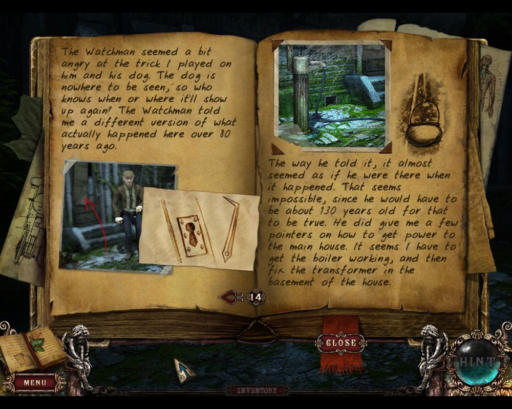 Fear for Sale: Mystery of McInroy Manor (Macintosh) screenshot: Reviewing journal notes