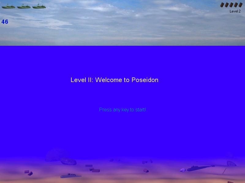 SubmarineS (Windows) screenshot: Level II: Welcome to Poseidon