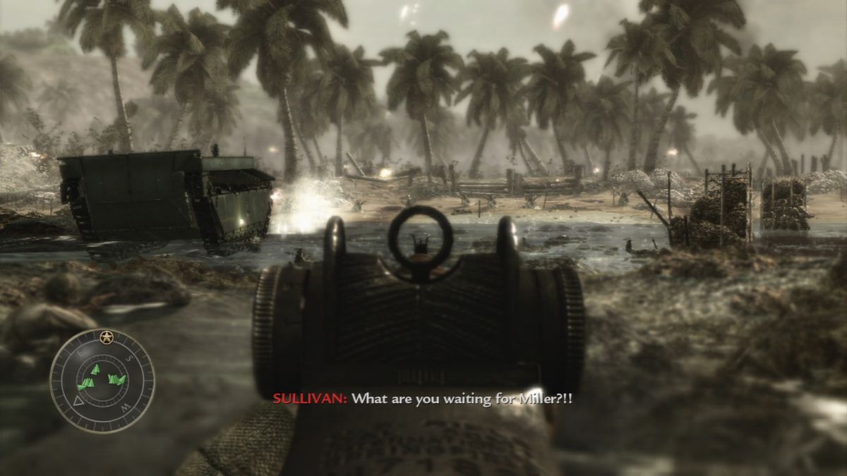Call of Duty: World at War (PlayStation 3) screenshot: Mark their defense line for a missile strike.
