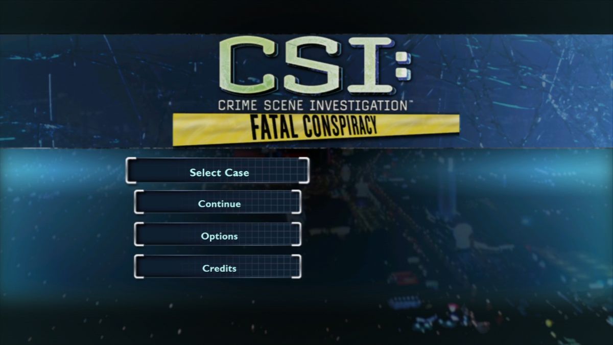 CSI: Crime Scene Investigation - Fatal Conspiracy (PlayStation 3) screenshot: Main menu.