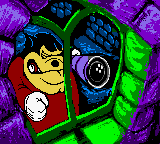Mickey's Racing Adventure (Game Boy Color) screenshot: Pete's spying on Mickey's home town, and doesn't like what he sees
