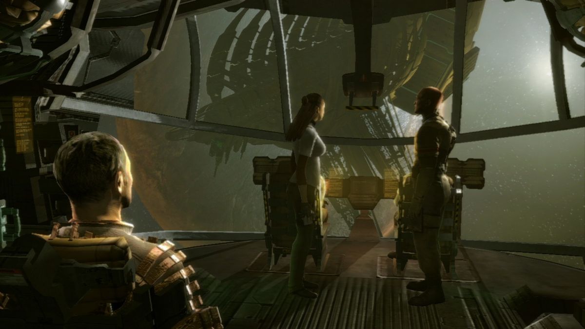Dead Space (PlayStation 3) screenshot: Approaching USG Ishimura which seems to be unresponsive to our hails.