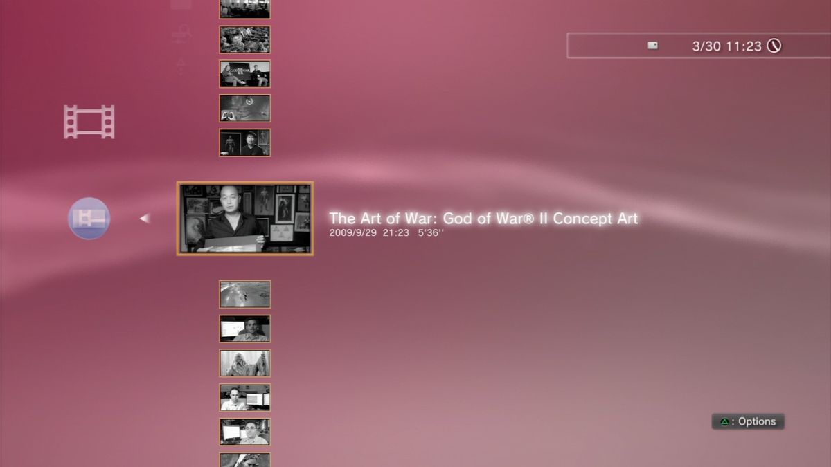 God of War Collection (PlayStation 3) screenshot: Bonus God of War II materials can be viewed separately as movies.