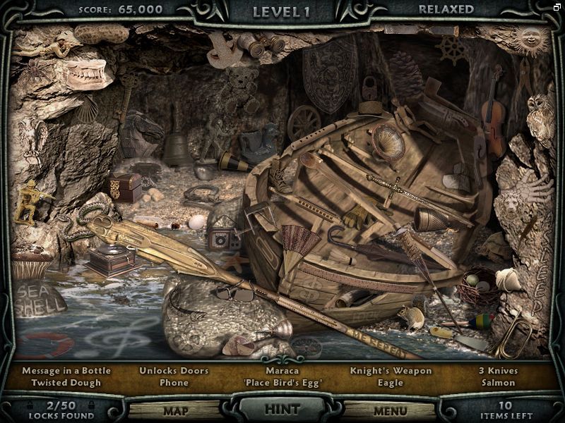 Escape Rosecliff Island (Macintosh) screenshot: Cave - objects