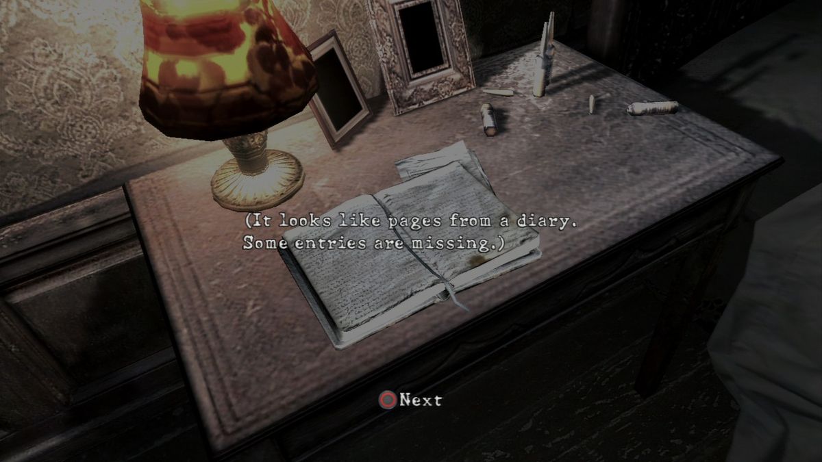 Resident Evil 5: Lost in Nightmares (PlayStation 3) screenshot: Diaries will give you some clues as to what transpired here.