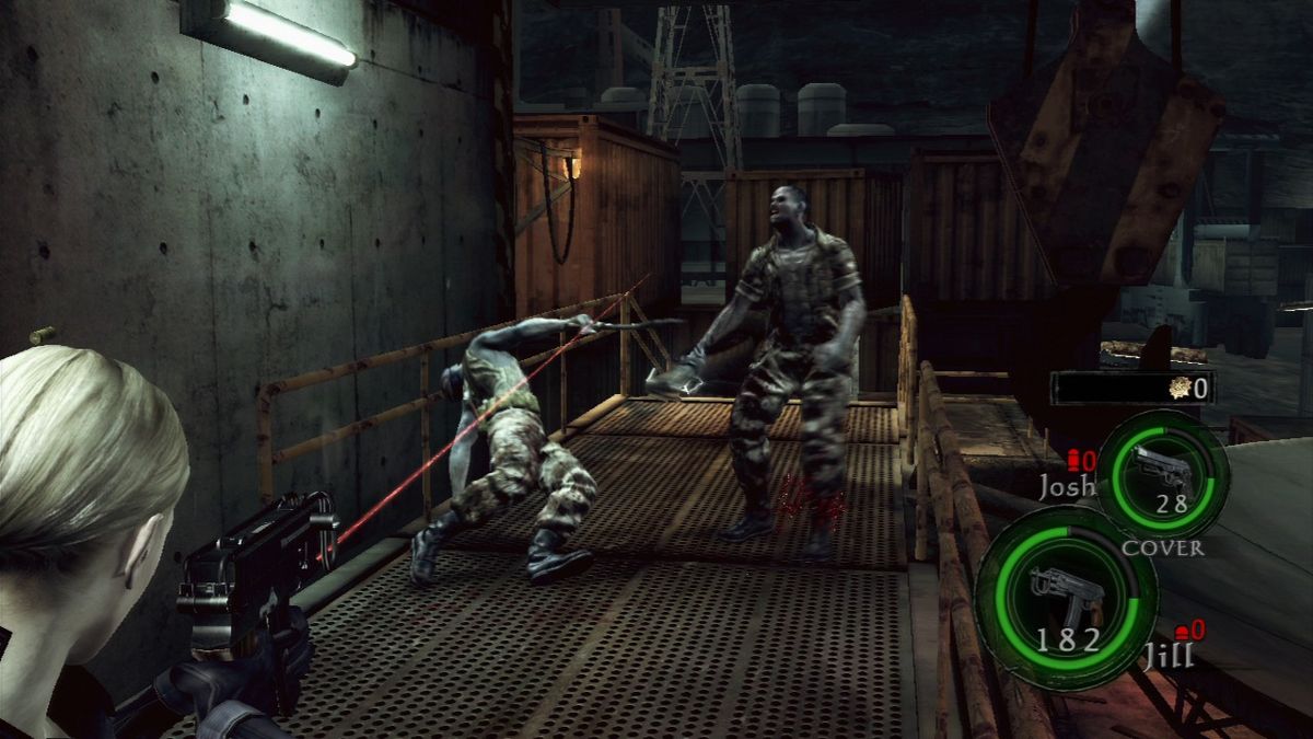 Resident Evil 5: Desperate Escape (PlayStation 3) screenshot: More soldiers climbed the railing.