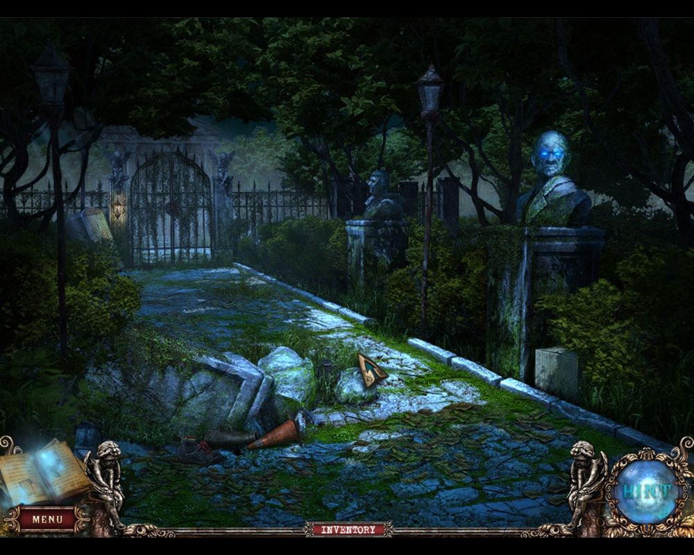 Fear for Sale: Mystery of McInroy Manor (Macintosh) screenshot: Alley to the graveyard gate
