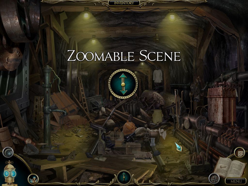 The Clockwork Man: The Hidden World (Macintosh) screenshot: Zoomable Scene - Abandoned Mines