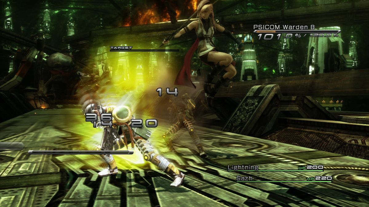 Final Fantasy XIII (PlayStation 3) screenshot: Lightning is very agile, anytime, anywhere.