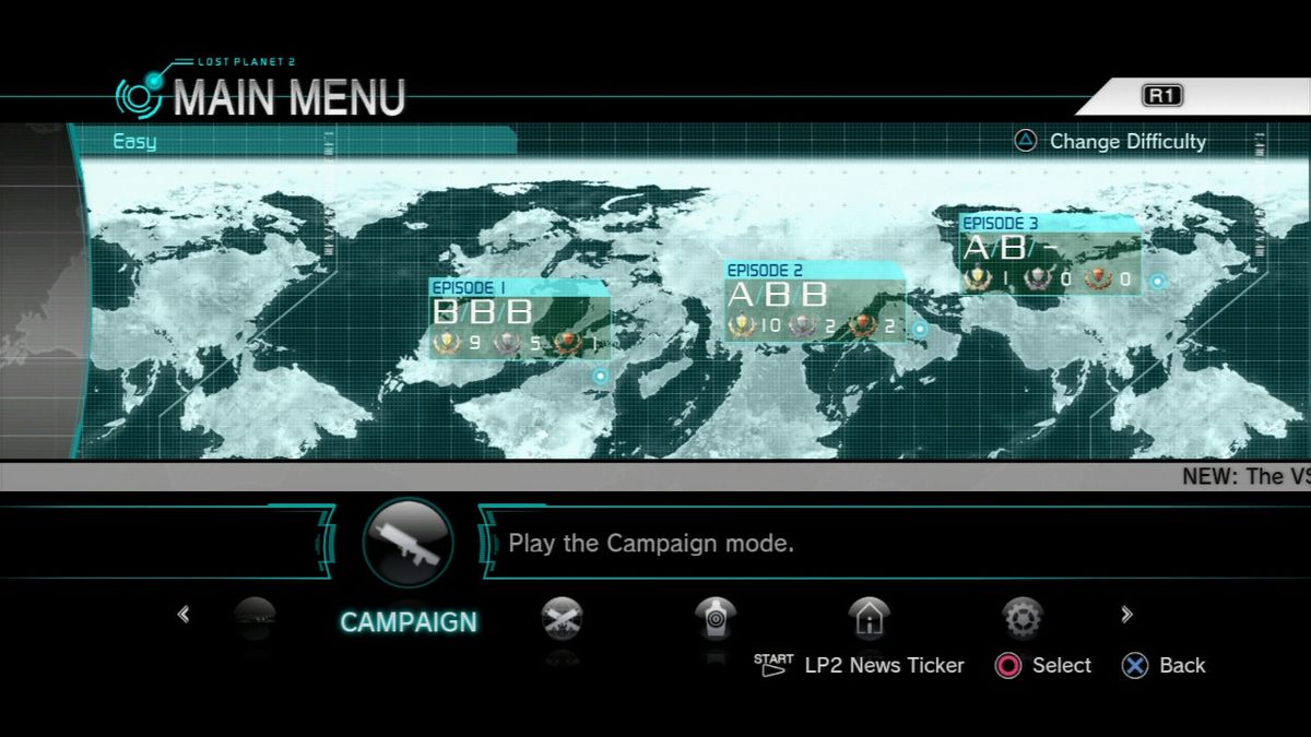 Lost Planet 2 (PlayStation 3) screenshot: Main menu.