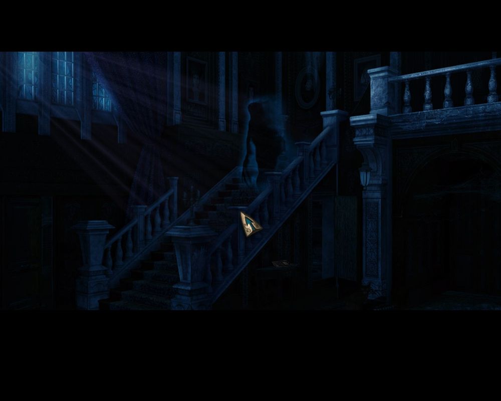 Fear for Sale: Mystery of McInroy Manor (Macintosh) screenshot: Entering the house its dark no power and ghosts appear