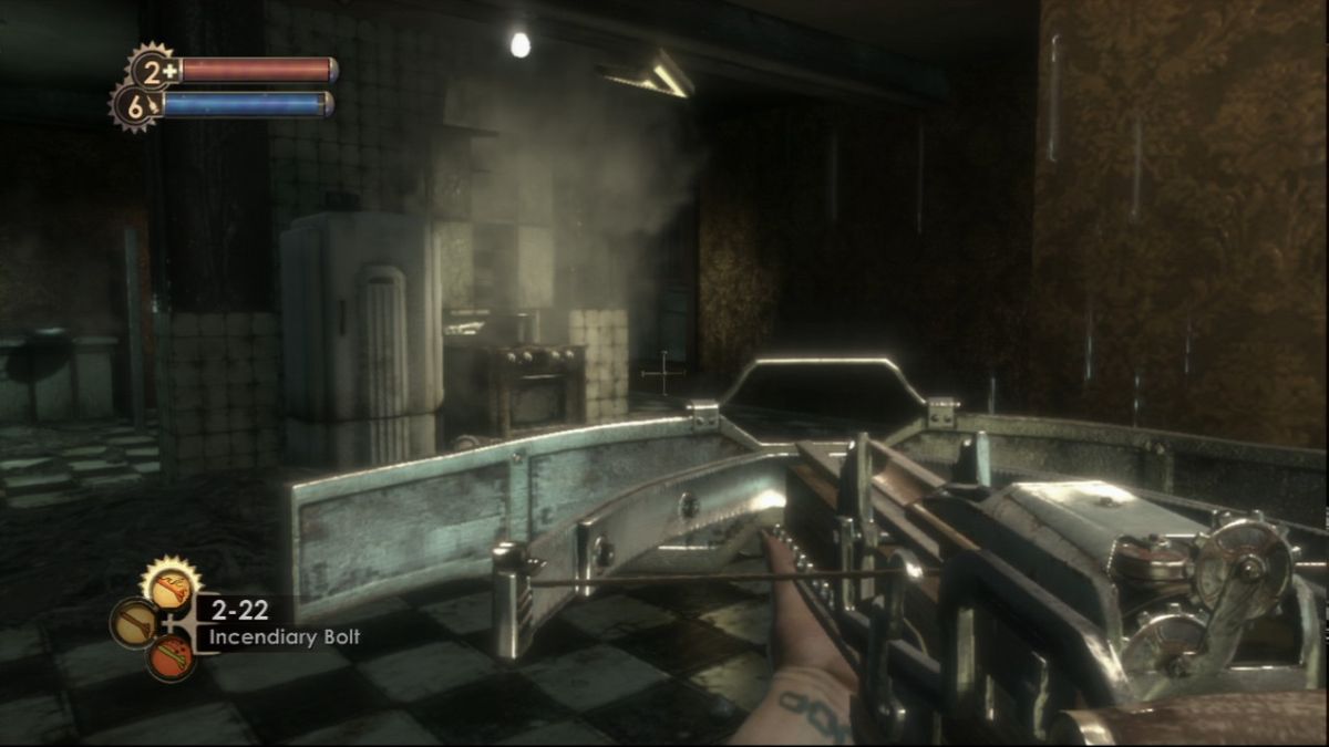 BioShock (PlayStation 3) screenshot: You have different ammo type for each weapon so don't waste special ammo on regular enemies.