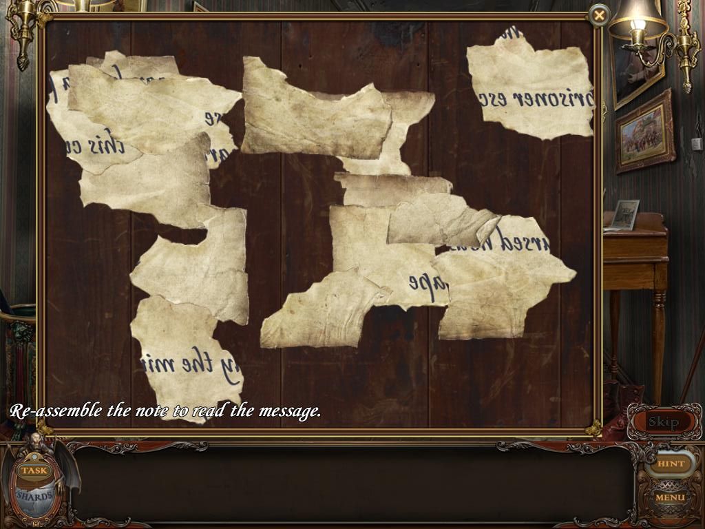 Haunted Manor: Lord of Mirrors (iPad) screenshot: Corridor wall safe - note puzzle