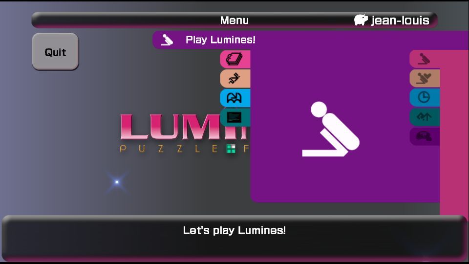 Lumines: Puzzle Fusion (Windows) screenshot: Game menu