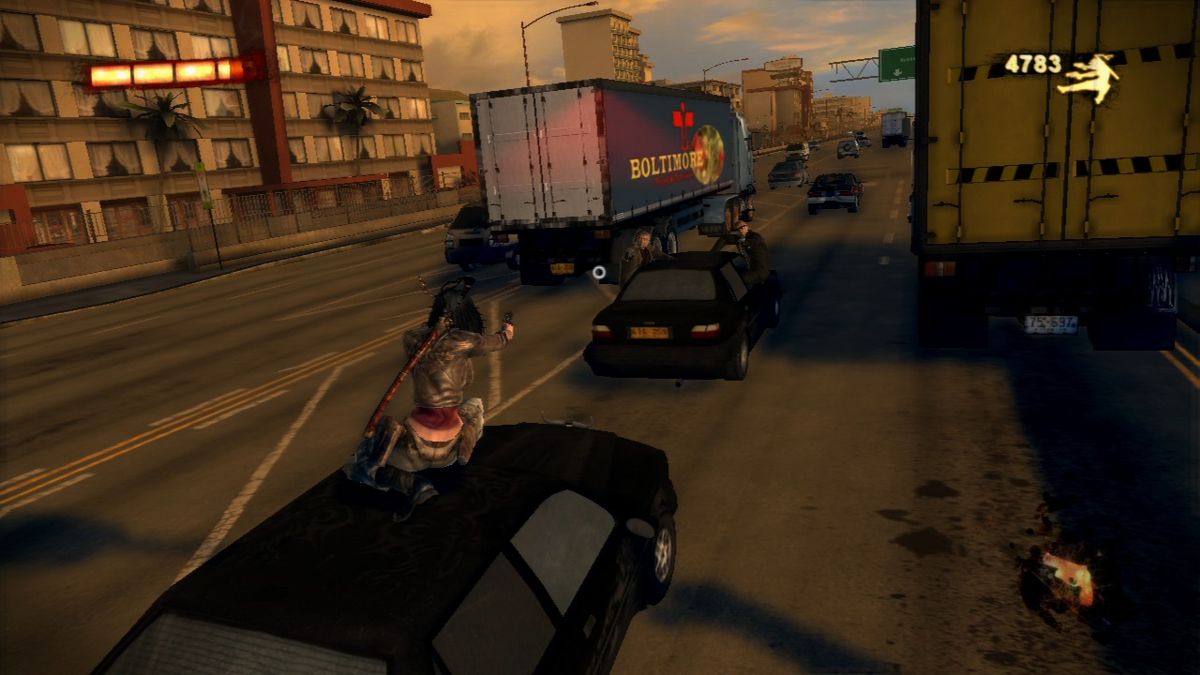 WET (PlayStation 3) screenshot: Terror on the highway.