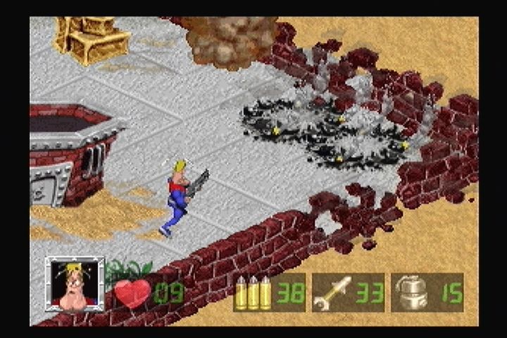 Captain Quazar (3DO) screenshot: Use explosive weapons to break down parts of the level.