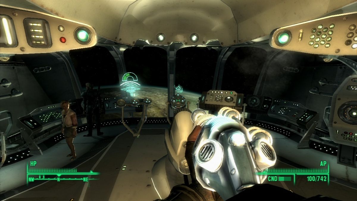 Fallout 3: Mothership Zeta (PlayStation 3) screenshot: I am taking command of the alien spaceship... that'll teach them not to mess with human kind.