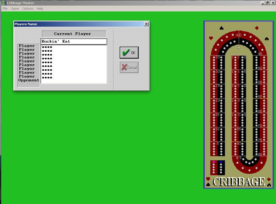 Cribbage Master (Windows 3.x) screenshot: Enter Player Name