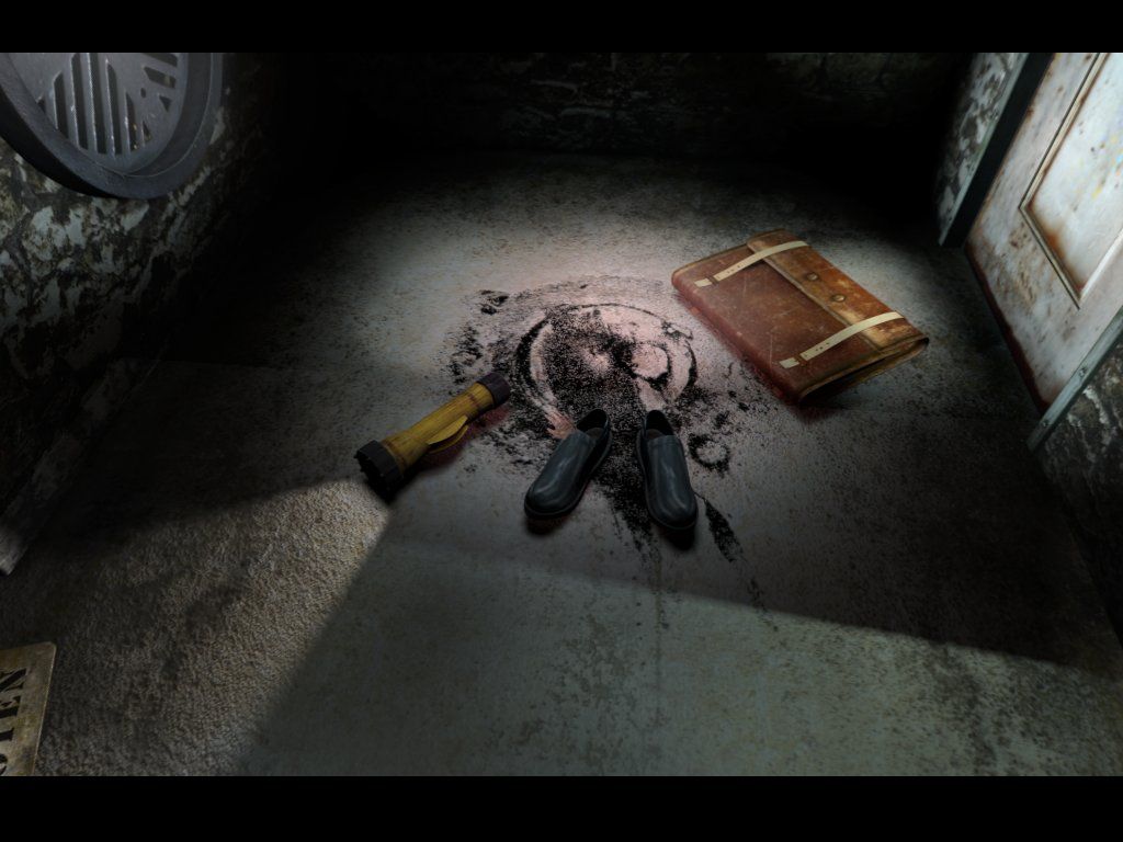 Baron Wittard: Nemesis of Ragnarok (Windows) screenshot: Gruesome discovery early in the game. Looks like somebody was incinerated here.