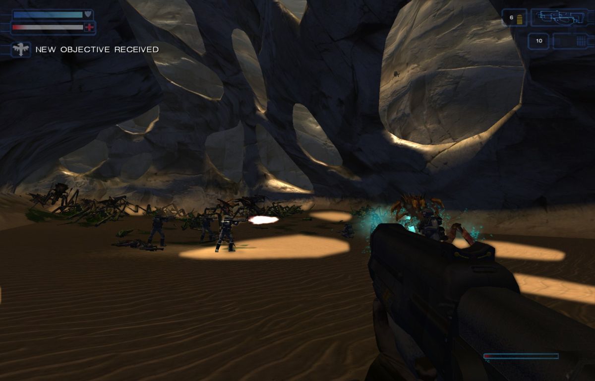 Starship Troopers (Windows) screenshot: Fighting through more of the hive.