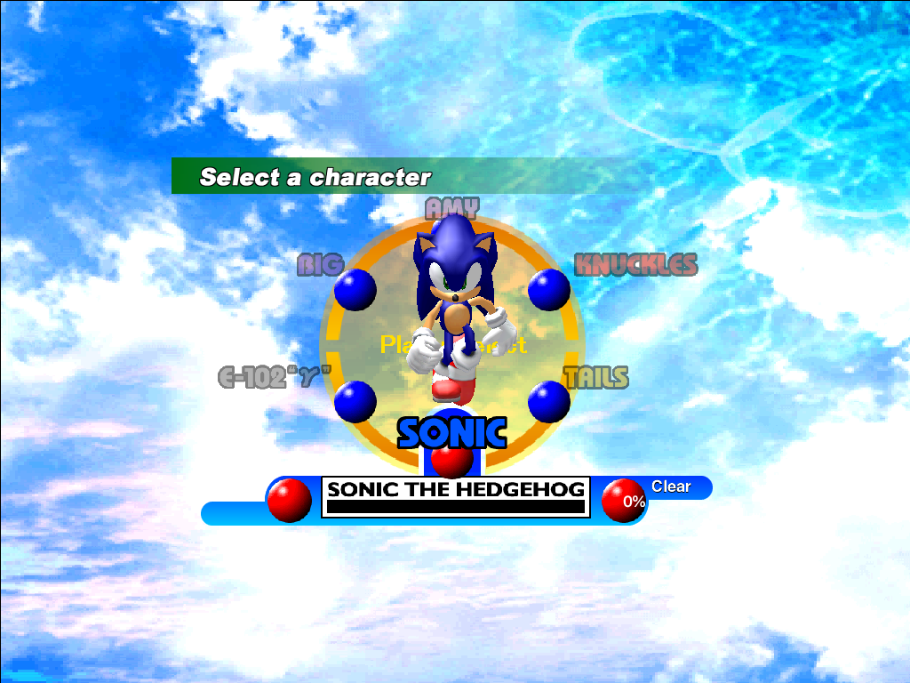 Sonic Adventure DX (Director's Cut) (Windows) screenshot: Character selection