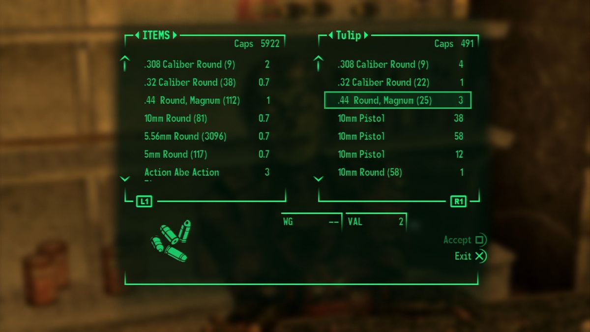 Fallout 3 (PlayStation 3) screenshot: As before, you will use bottle caps as a currency to buy weapons and supplies.