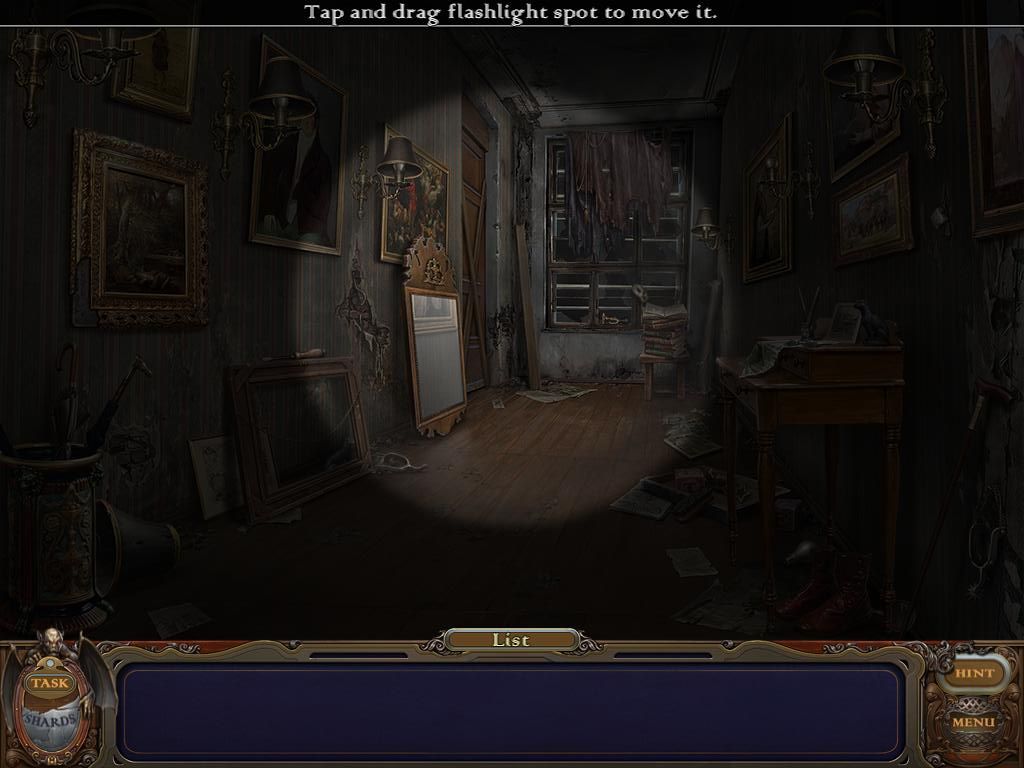 Haunted Manor: Lord of Mirrors (iPad) screenshot: Corridor - game start