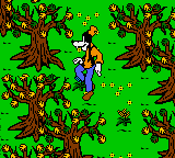 Mickey's Racing Adventure (Game Boy Color) screenshot: Goofy, in the forest glade, where Chip 'n' Dale live