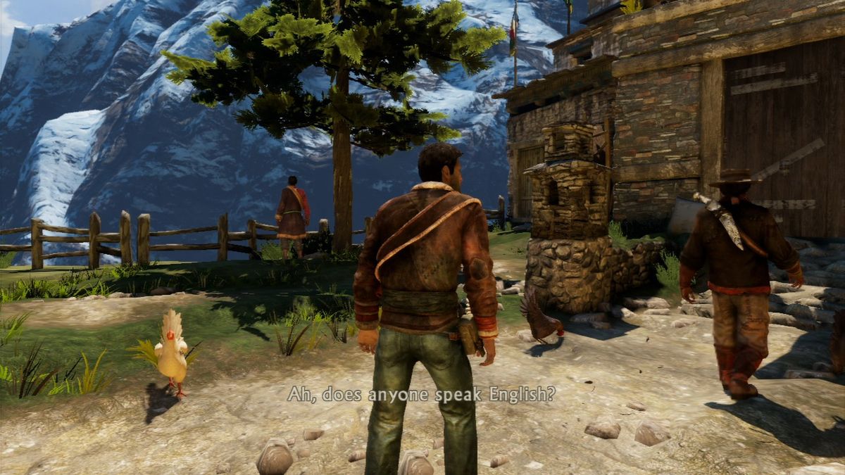 Uncharted 2: Among Thieves (PlayStation 3) screenshot: In the Tibetan village.
