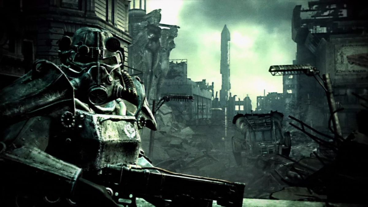 Fallout 3 (PlayStation 3) screenshot: A brief introduction in a post-apocalyptic D.C..