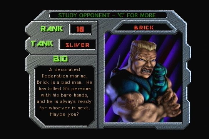 BattleSport (3DO) screenshot: Opponent bio.