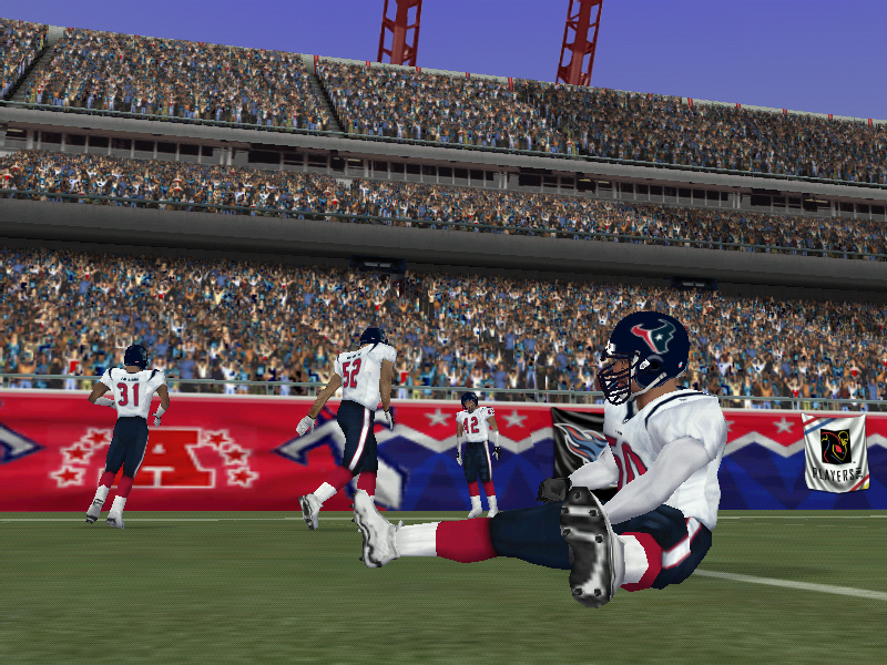 Madden NFL 2004 (Windows) screenshot: Texans players during pre-game warmups.