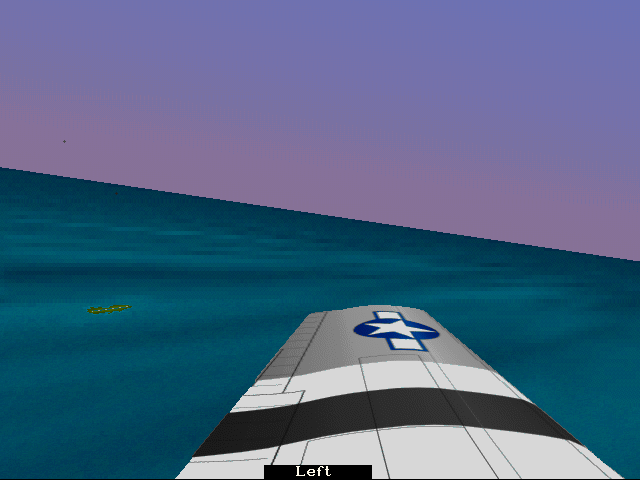 Fighter Duel (DOS) screenshot: Left wing view from Mustang