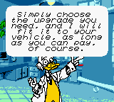 Mickey's Racing Adventure (Game Boy Color) screenshot: Ludwig Von Drake will upgrade your vehicle, or allow you to purchase a new one
