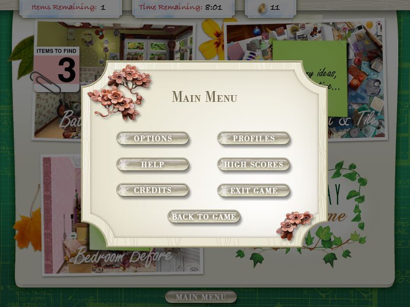 Dream Day First Home (Macintosh) screenshot: Main menu