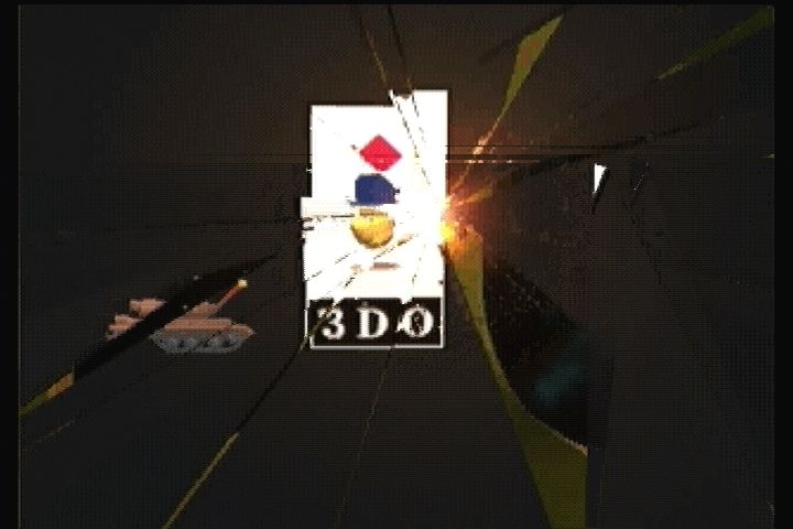 Return Fire (3DO) screenshot: Tank shoots the 3DO logo.