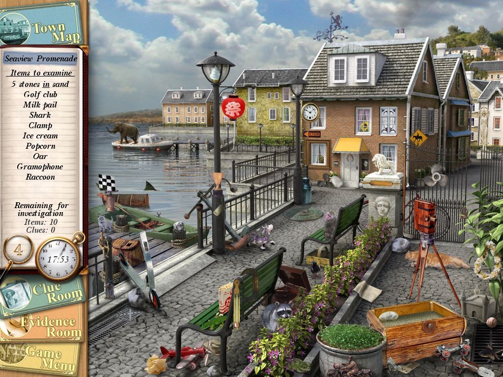 Agatha Christie: Peril at End House (Macintosh) screenshot: Seaview Promenade - objects