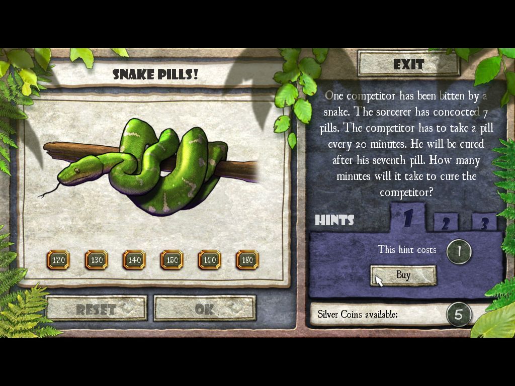 Eden's Quest: The Hunt for Akua (Macintosh) screenshot: Snake Pills puzzle