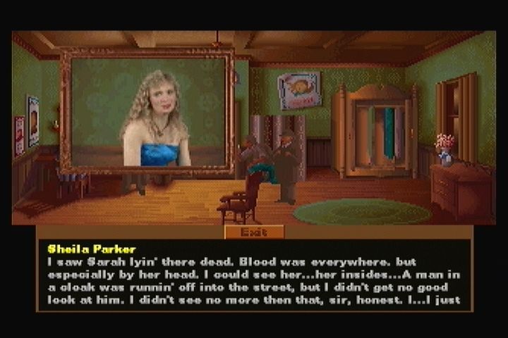 The Lost Files of Sherlock Holmes (3DO) screenshot: Interviewing a witness.