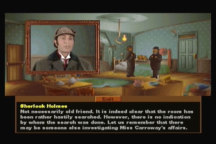 The Lost Files of Sherlock Holmes (3DO) screenshot: Searching the deceased's flat, but it looks like someone else got here first.