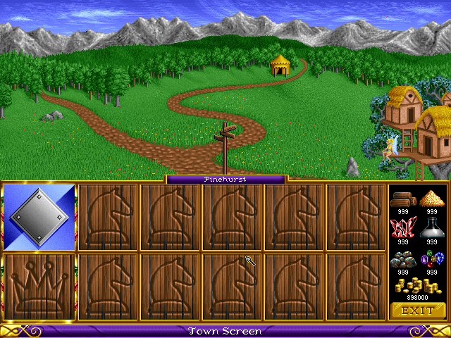 Heroes of Might and Magic (DOS) screenshot: Sorceres village
