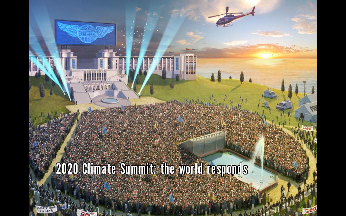 Fate of the World (Windows) screenshot: The climate summit where GEO is founded.