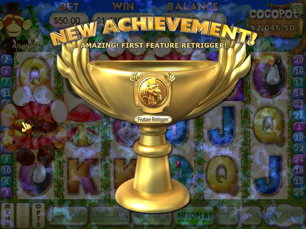 Monkey Money 2 (Windows) screenshot: The Feature Retrigger achievement.